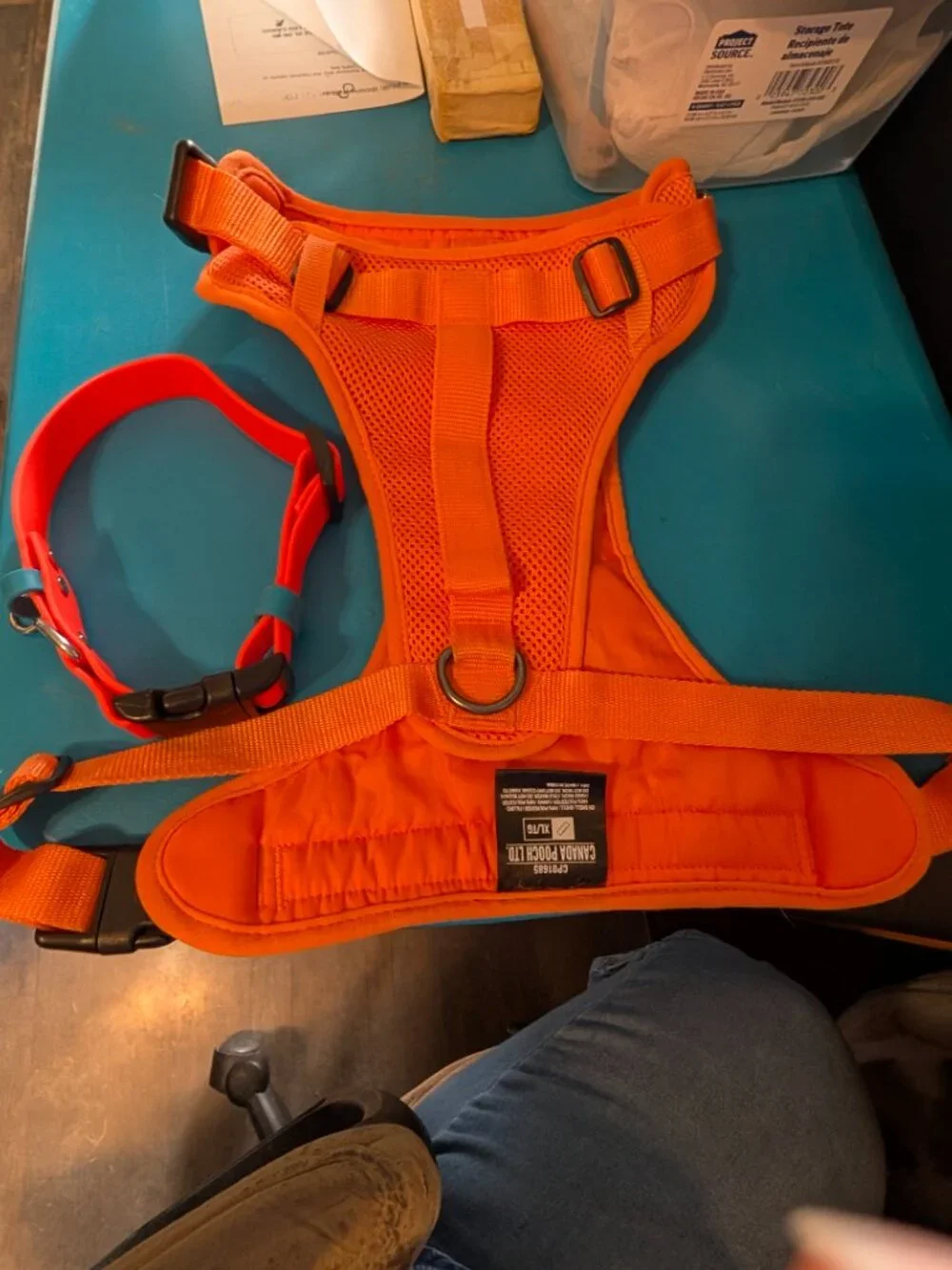 Canada Pooch Ltd High Vis Orange Safety Harness and Biothane Collar L/XL